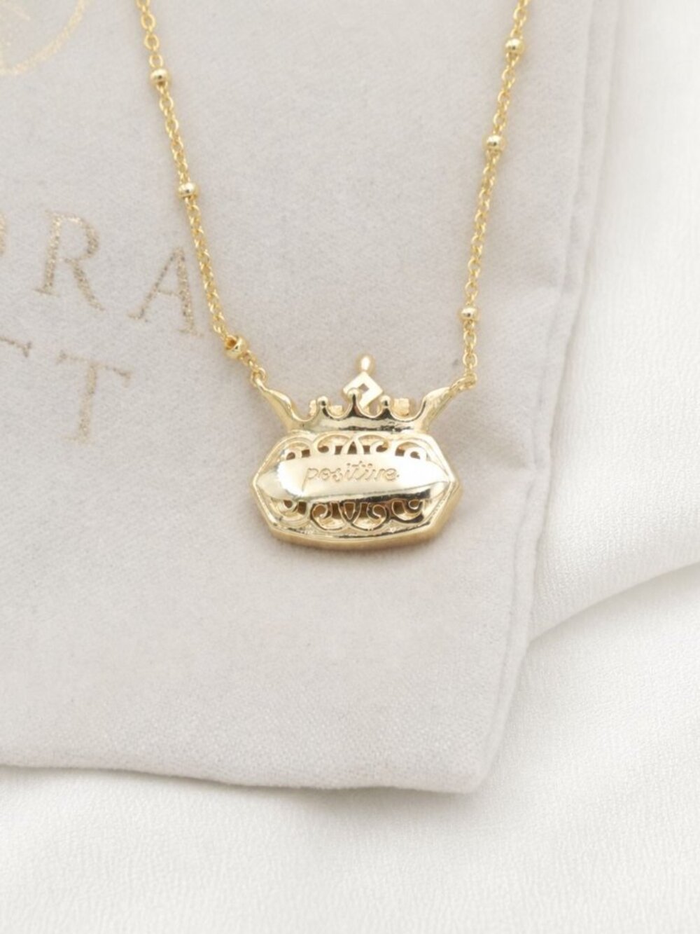 Kendra Scott Disney Elisa Light Pink Abalone Gold 'Positive' Necklace | NEW - Picture 3 of 3